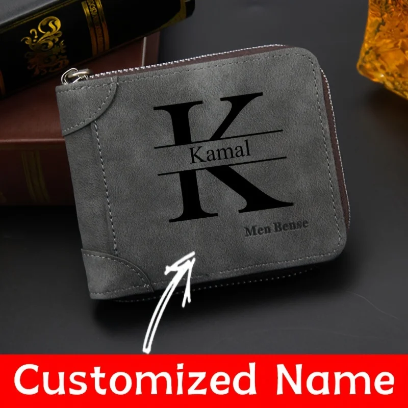 Wristlet Wallet Zipper - Customized Name Men's Wallet Fashion Frosted