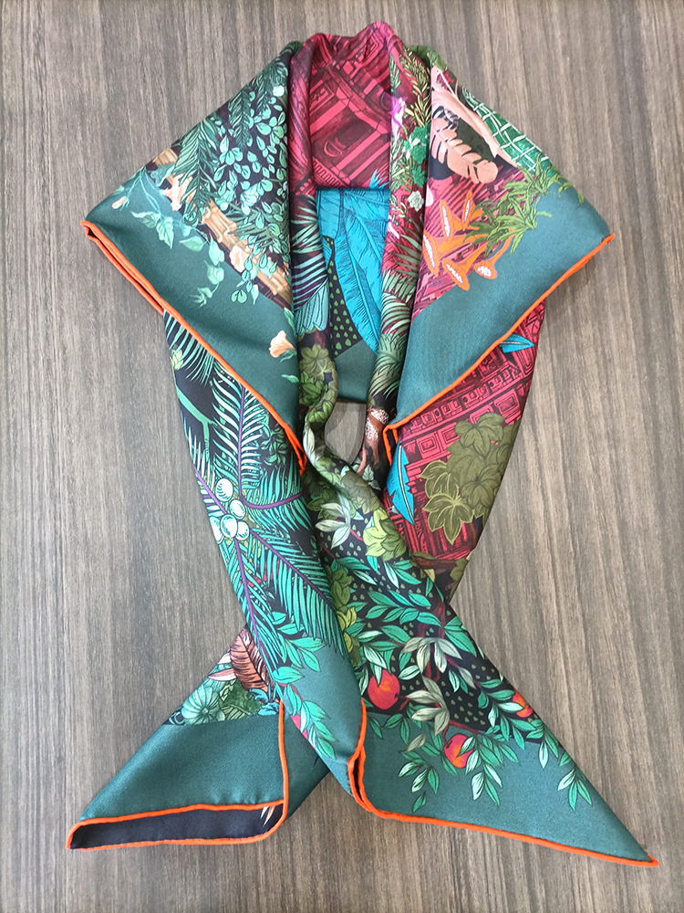 Luxury Bags For Travel - Silk Scarf 90CM Women Hand Rolled