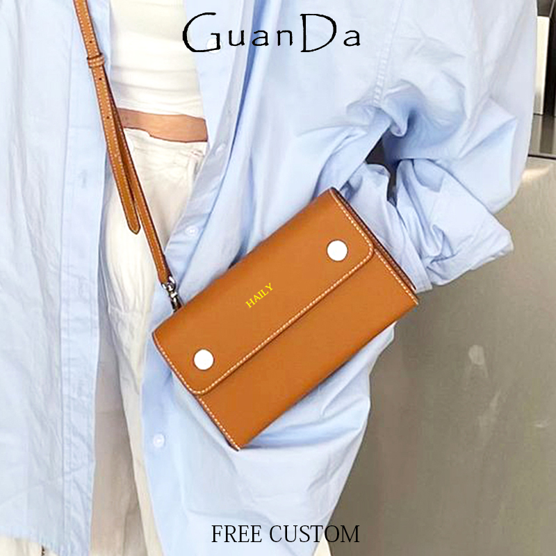 Wristlet Wallet Zipper - Luxury Genuine Leather Shoulder Bag Custom
