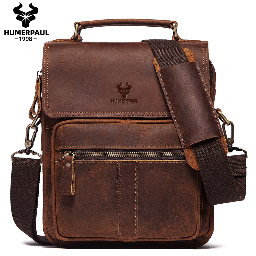 Luxury Bags Storage - HUMERPAUL Genuine Leather Men's Shoulder Bag