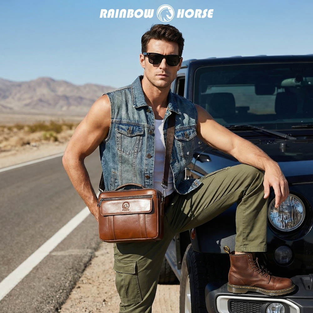 New men's mini crossbody bag,  - Key Holder Leather Pouch ulasan dan harga