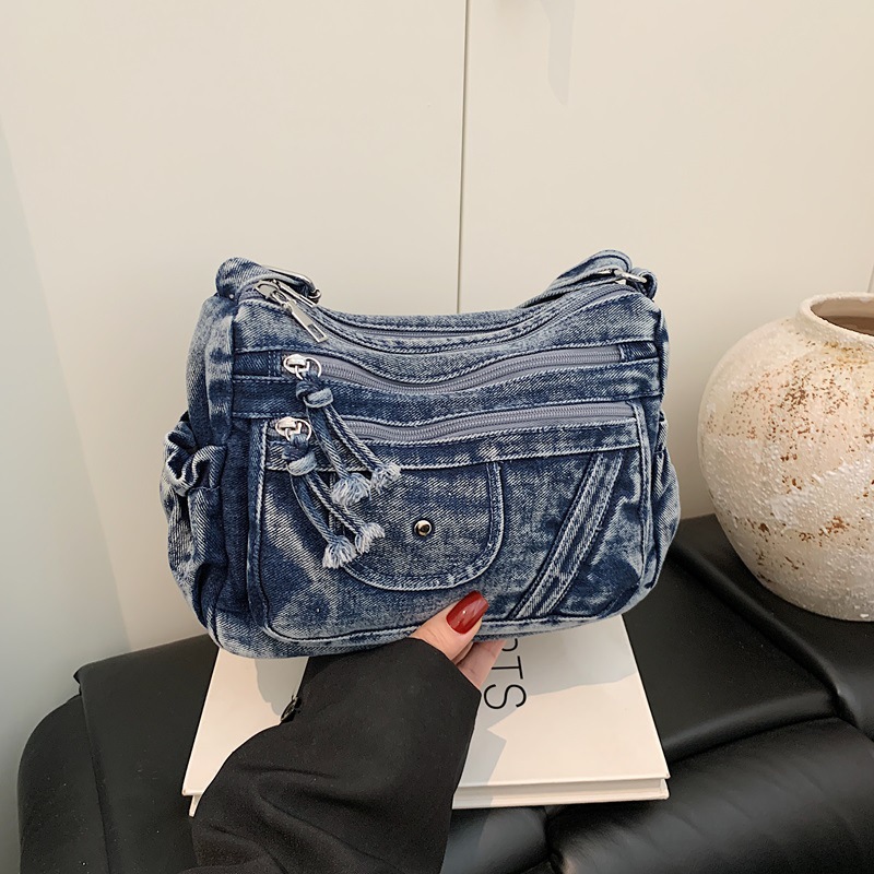 Street Style Retro Blue Denim  - Luxury Bags Vip ulasan dan harga