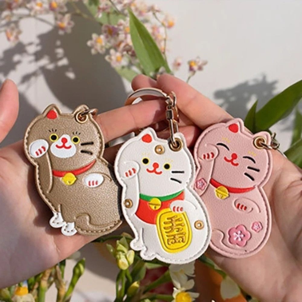 Cute Cartoon Cat Access Card H - Key Holder Leather Pouch ulasan dan harga