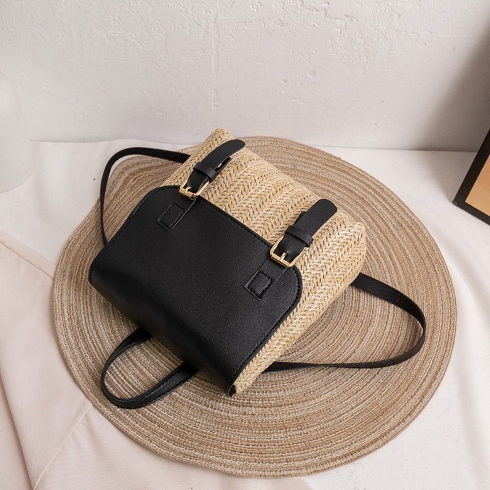 Trend PU Leather Straw Backpac - Luxury Bags Vintage ulasan dan harga