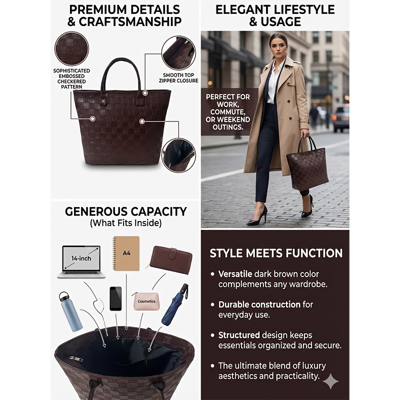 Light Luxury Deep Brown Quilte - Luxury Bags Vintage ulasan dan harga