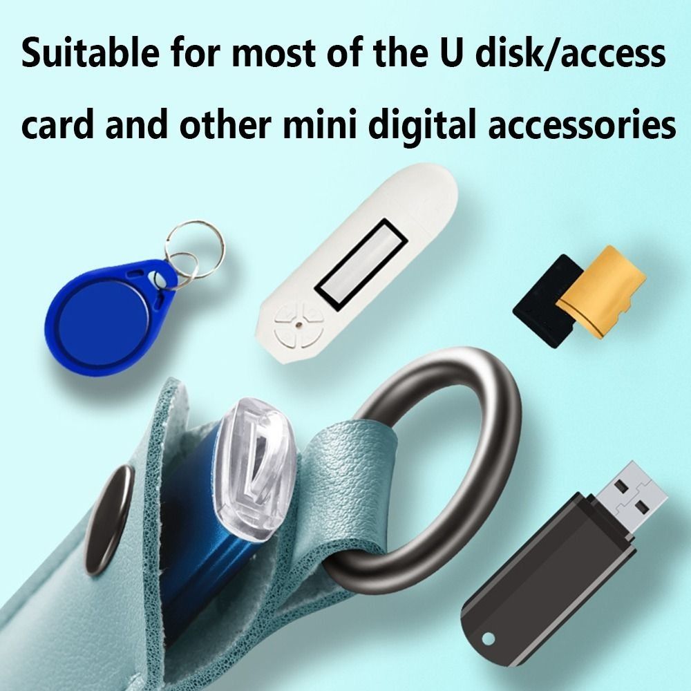 8 Colors U Disk Pouch Key Ring - Key Holder Leather Pouch ulasan dan harga