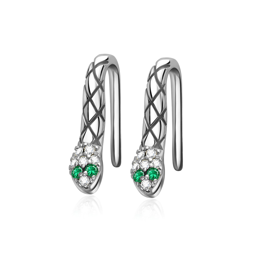 Gold Plated Green Cz Snake Ear - Luxury Bags Cz ulasan dan harga