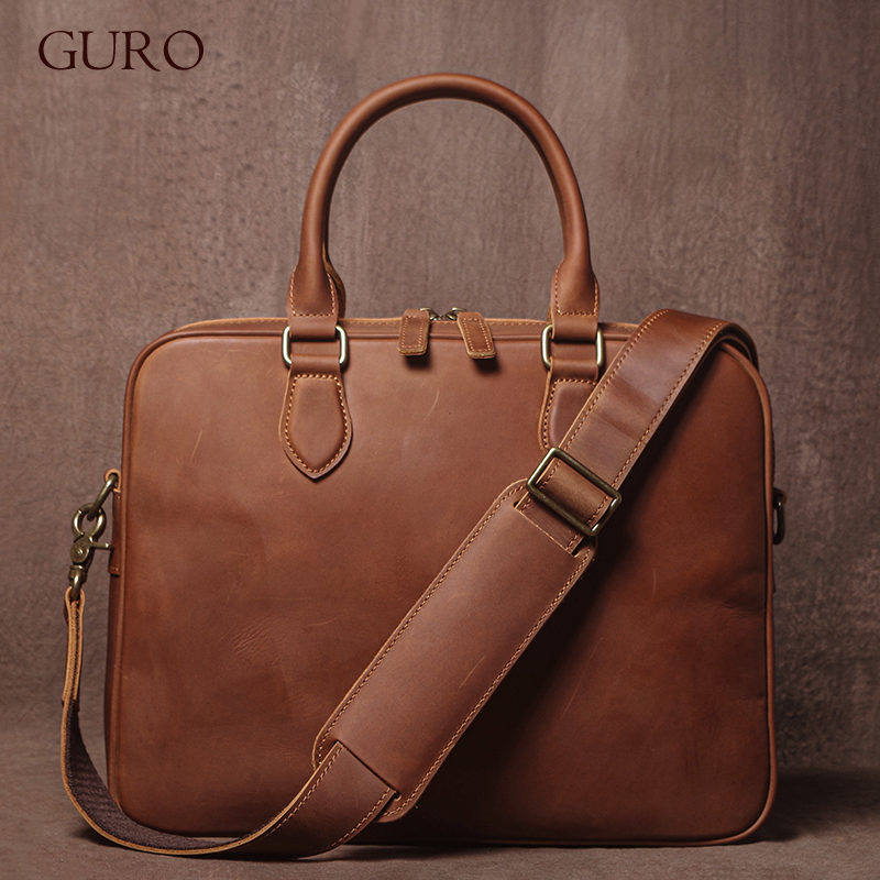 GURO Men Crazy Horse Cowhide B - Luxury Bags Vintage ulasan dan harga