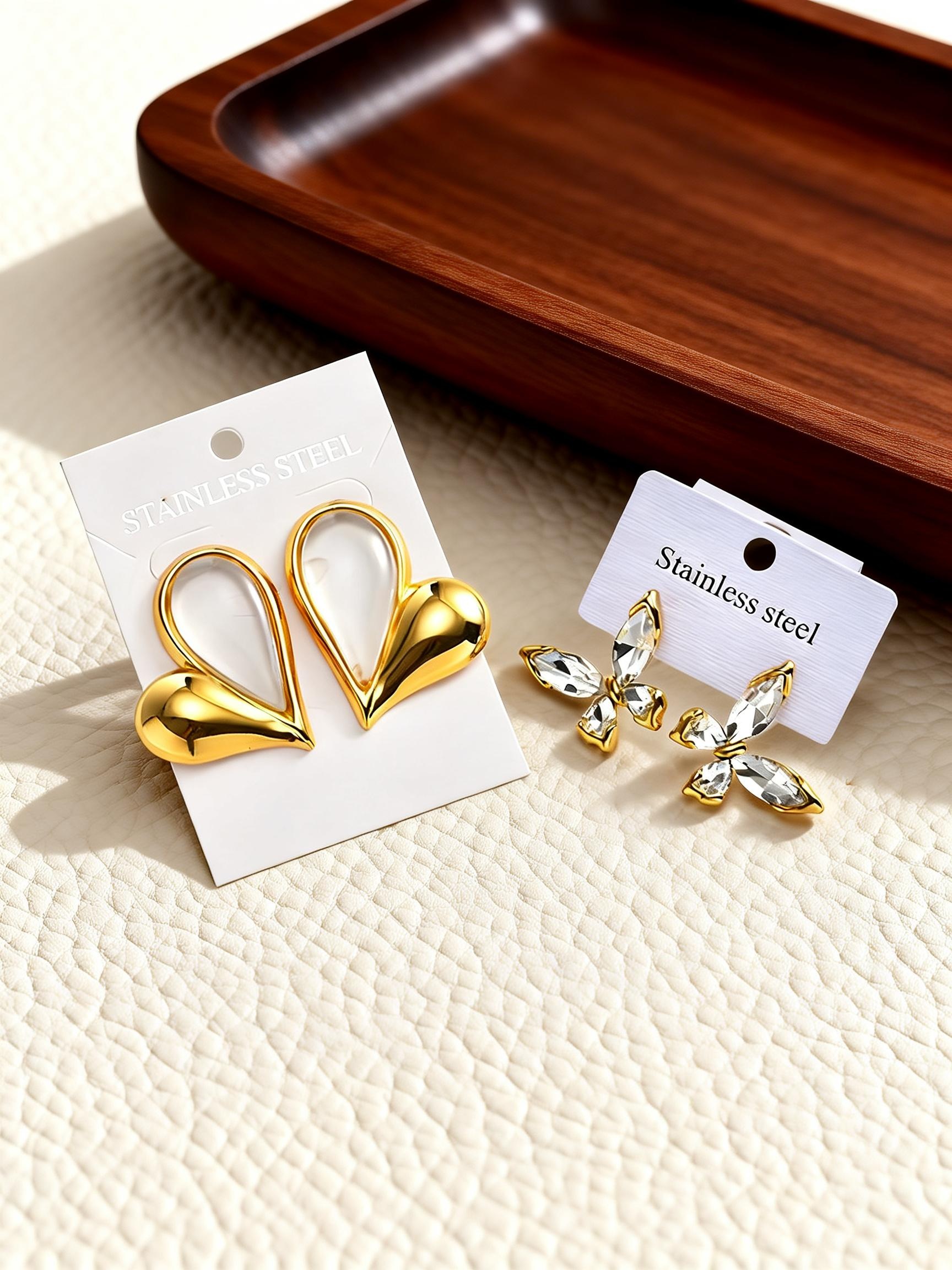 Luxury Crystal Butterfly Stud  - Luxury Bags Cz ulasan dan harga
