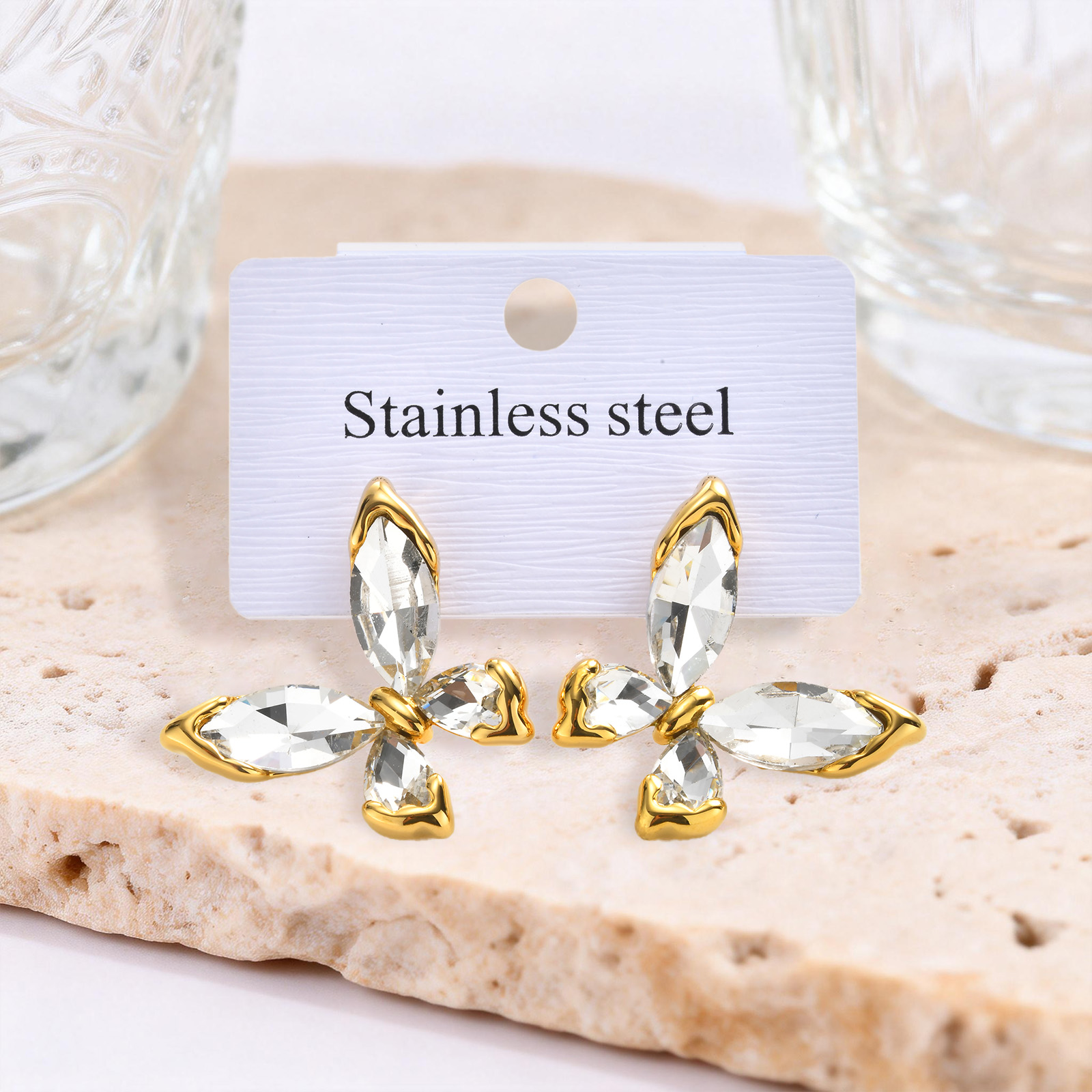 Luxury Crystal Butterfly Stud  - Luxury Bags Cz ulasan dan harga