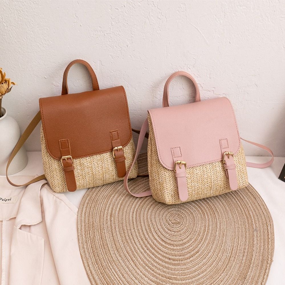 Fashion PU Leather Straw Backp - Luxury Bags Vintage ulasan dan harga